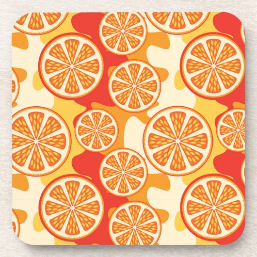 Retro Oranje Citrus Pattern Onderzetter (Voorkant)