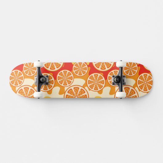 Retro Oranje Citrus Pattern Persoonlijk Skateboard (Horizontaal)