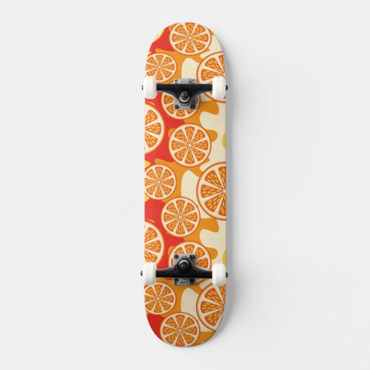 Retro Oranje Citrus Pattern Persoonlijk Skateboard (Voorkant)