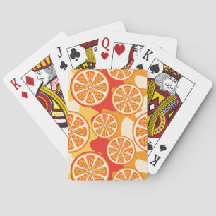 Retro Oranje Citrus Pattern Pokerkaarten