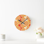 Retro Oranje Citrus Pattern Ronde Klok (Huis)
