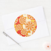 Retro Oranje Citrus Pattern Ronde Sticker (Envelop)