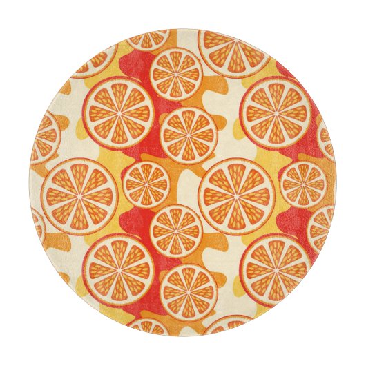 Retro Oranje Citrus Pattern Snijplank (Voorkant)