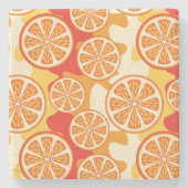 Retro Oranje Citrus Pattern Stenen Onderzetter (Voorkant)