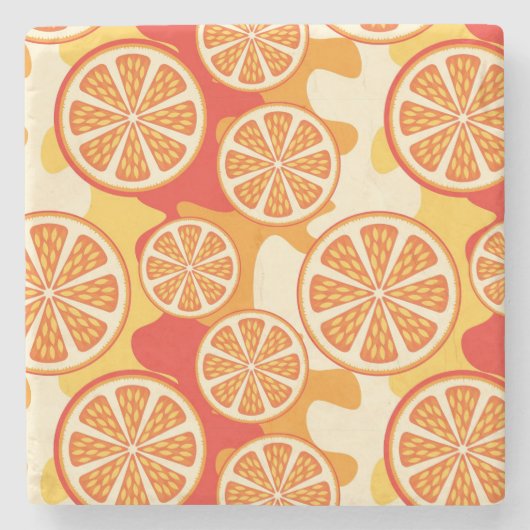 Retro Oranje Citrus Pattern Stenen Onderzetter (Voorkant)