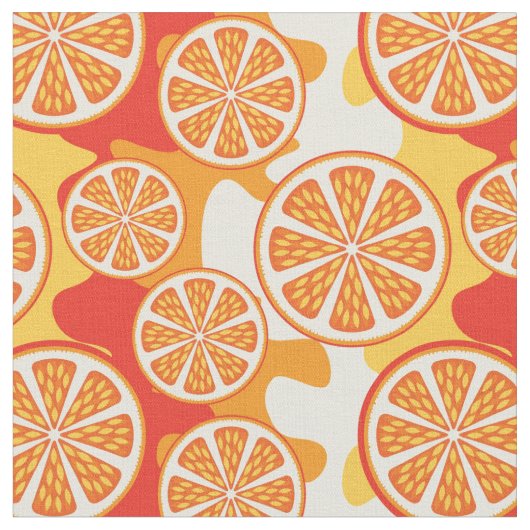Retro Oranje Citrus Pattern Stof (Close Up)