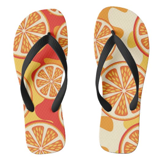 Retro Oranje Citrus Pattern Teenslippers (Voetbed)