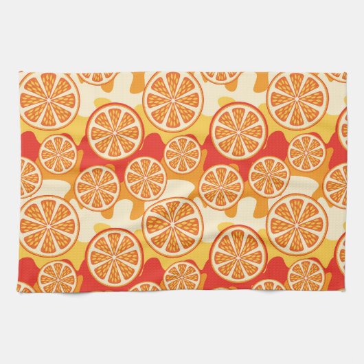 Retro Oranje Citrus Pattern Theedoek (Horizontaal)