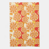 Retro Oranje Citrus Pattern Theedoek (Verticaal)