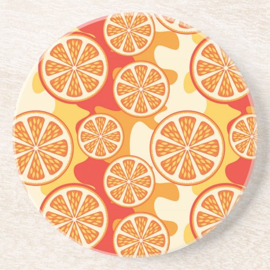 Retro Oranje Citrus Pattern Zandsteen Onderzetter (Voorkant)