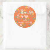 Retro Oranje Daisy Bouquet Pattern Dank je Ronde Sticker (Tas)
