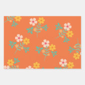 Retro Oranje Daisy Bouquet Pattern Inpakpapier Vel (Voorkant 3)