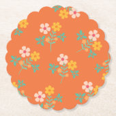 Retro Oranje Daisy Bouquet Pattern Kartonnen Onderzetters (Voorkant)