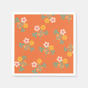 Retro Oranje Daisy Bouquet Pattern Servet