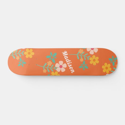 Retro Oranje Daisy Bouquet Pattern Skateboard (Horizontaal)