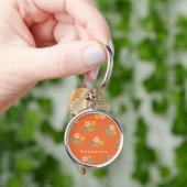 Retro Oranje Daisy Bouquet Pattern Sleutelhanger (Hand)