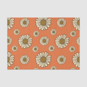 Retro Oranje Daisy Floral Pattern Crafting Tissuepapier