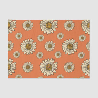 Retro Oranje Daisy Floral Pattern Crafting Tissuepapier