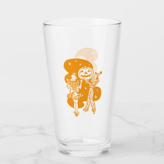 Retro Oranje dames met pompoen Glas (Achterkant)