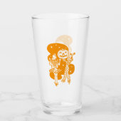 Retro Oranje dames met pompoen Glas (Voorkant)