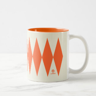 retro-Oranje diamantpatroon Tweekleurige Koffiemok