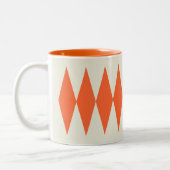 retro-Oranje diamantpatroon Tweekleurige Koffiemok (Links)