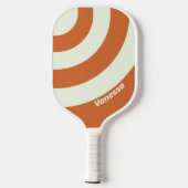 Retro Oranje Drie Cirkel Streep met Naam Pickleball Paddle (Achterkant)