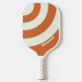 Retro Oranje Drie Cirkel Streep met Naam Pickleball Paddle
