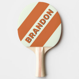 Retro Oranje Drie Dikke Strepen met Naam Tafeltennisbatje