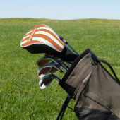 Retro Oranje Drie Pin Strepen met Naam Golfheadcover (Insitu)