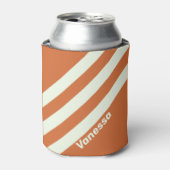 Retro Oranje Drie Strepen met Naam Blikjeskoeler (Blikje Voorkant)