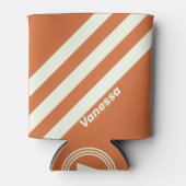 Retro Oranje Drie Strepen met Naam Blikjeskoeler (Voorkant)
