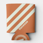 Retro Oranje Drie Strepen met Naam Blikjeskoeler (Achterkant)