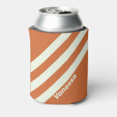 Retro Oranje Drie Strepen met Naam Blikjeskoeler (Blikje Achterkant)