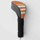 Retro Oranje Drie Strepen met Naam Golfheadcover (Schuin)