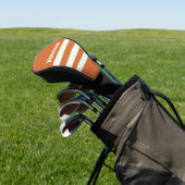 Retro Oranje Drie Strepen met Naam Golfheadcover (Insitu)