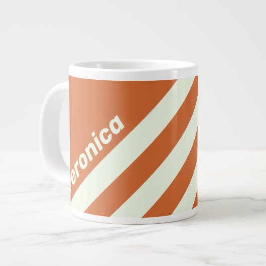 Retro Oranje Drie Strepen met Naam Grote Koffiekop (Links)