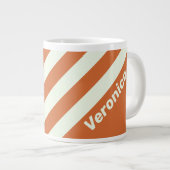 Retro Oranje Drie Strepen met Naam Grote Koffiekop (Voorkant rechts)