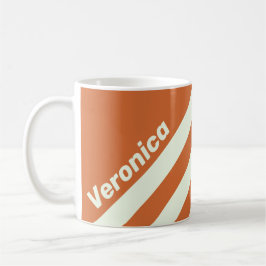 Retro Oranje Drie Strepen met Naam Koffiemok