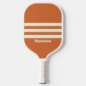 Retro Oranje Drie Strepen met Naam Pickleball Paddle (Achterkant)