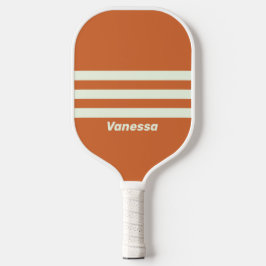 Retro Oranje Drie Strepen met Naam Pickleball Paddle