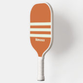 Retro Oranje Drie Strepen met Naam Pickleball Paddle (Links)