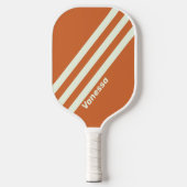 Retro Oranje Drie Strepen met Naam Pickleball Paddle (Voorkant)