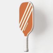 Retro Oranje Drie Strepen met Naam Pickleball Paddle (Links)