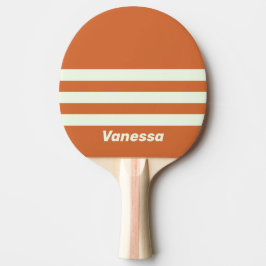 Retro Oranje Drie Strepen met Naam Tafeltennisbatje