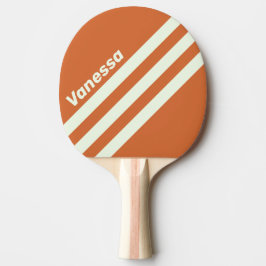 Retro Oranje Driehoekige Strepen met Naam Tafeltennisbatje