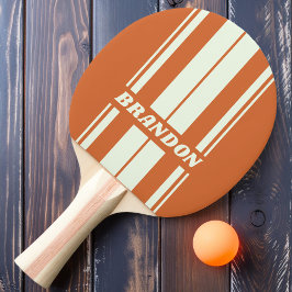 Retro Oranje Dubbele Bord Strepen met Naam Tafeltennisbatje