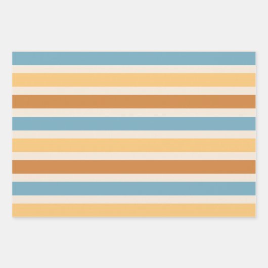 Retro  Oranje en blauwe strepen Inpakpapier Vel (Voorkant 3)