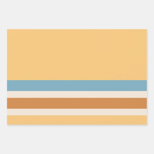 Retro  Oranje en blauwe strepen Inpakpapier Vel (Voorkant)