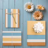 Retro  Oranje en blauwe strepen Inpakpapier Vel